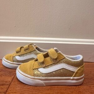 Vans Kids' Old Skool Velcro Sneakers in Mustard Yellow